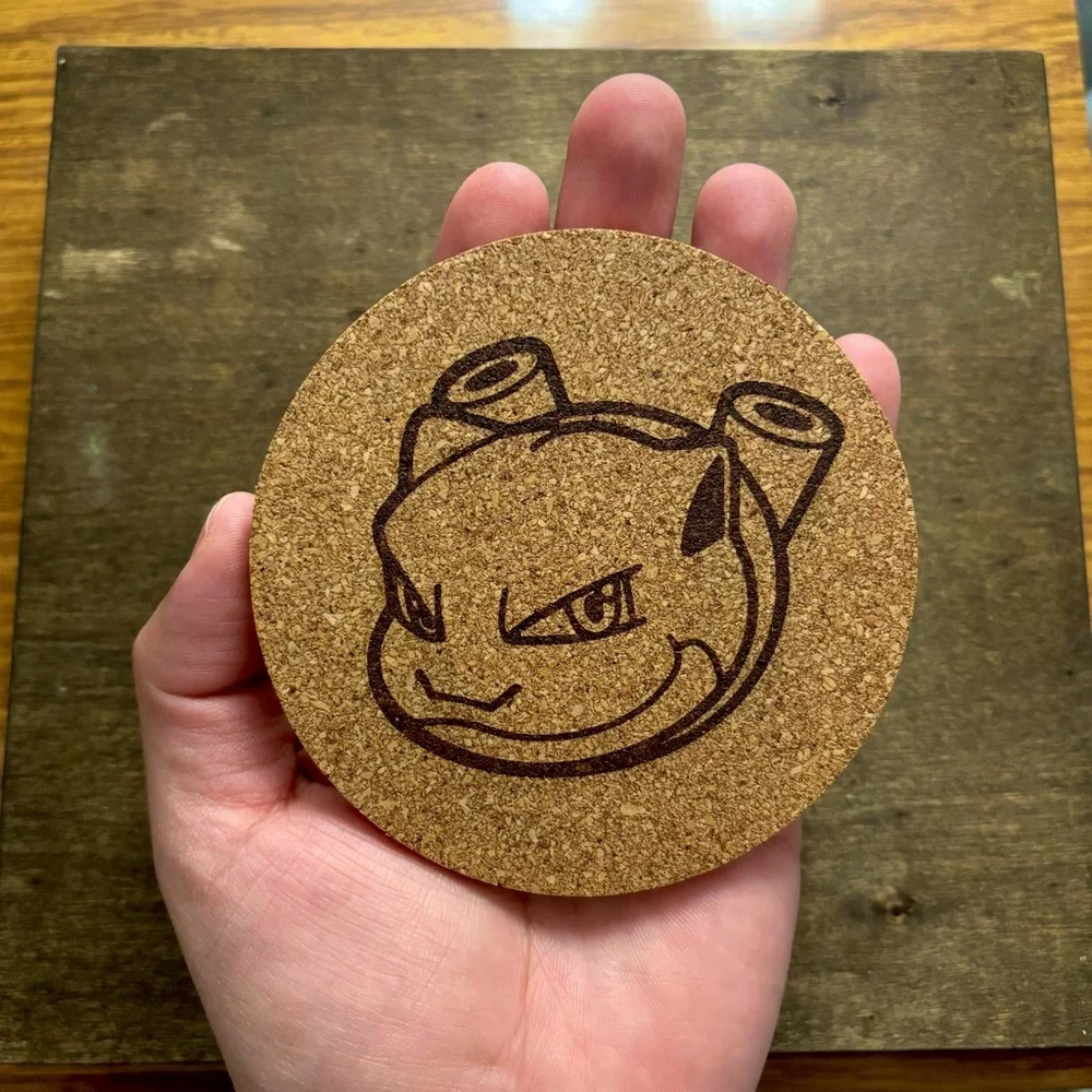 Pokemon Blastoise Face Laser Engraved Cork Coaster